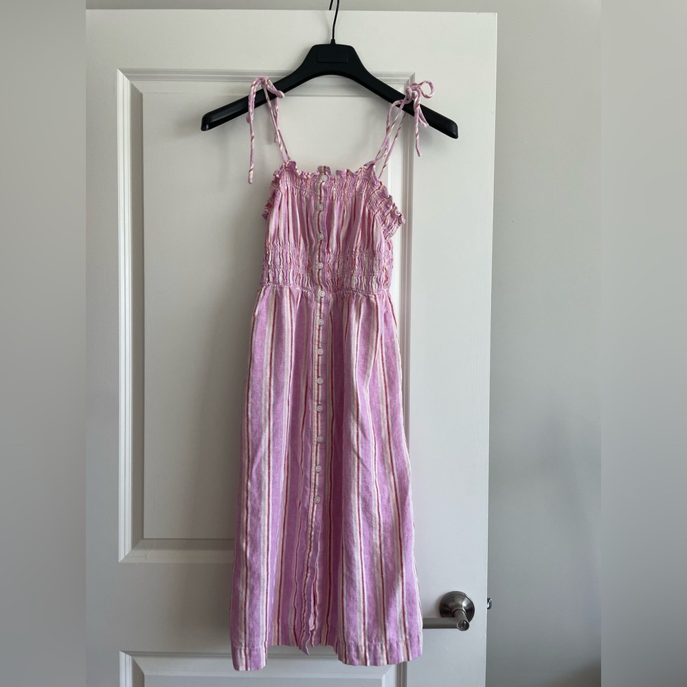 Universal Thread striped linen dress with tie straps — size XS